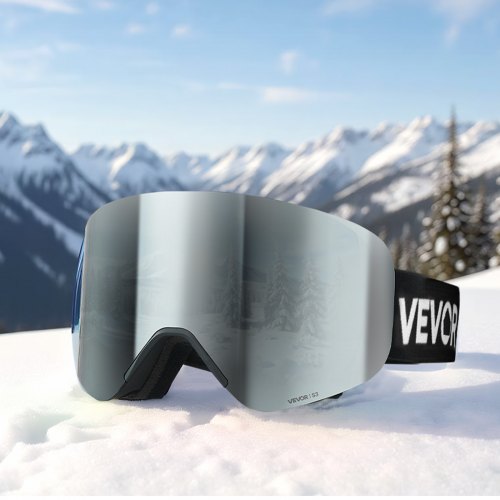 Frameless Ski Goggles Magnet Cylindrical Lens with Silver Mirror Revo