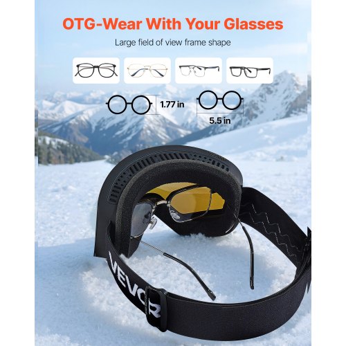 Frameless Ski Goggles Magnet Cylindrical Lens with Dark Blue Revo Coating