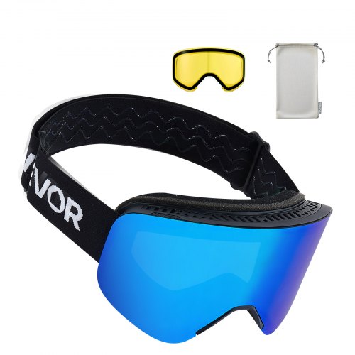 Frameless Ski Goggles Magnet Cylindrical Lens with Dark Blue Revo Coating