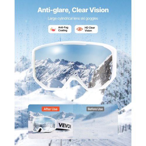 Ski Goggles Cylindrical Lens with Pink Revo Coating OTG Anti fog Snow