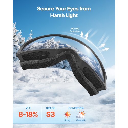 Ski Goggles Cylindrical Lens with Silver Mirror Revo Coating OTG Anti fog