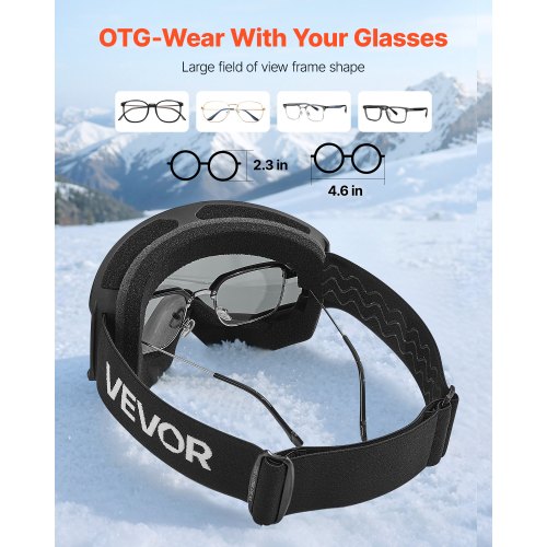 Ski Goggles Cylindrical Lens with Silver Mirror Revo Coating OTG Anti fog