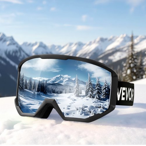 Ski Goggles Cylindrical Lens with Silver Mirror Revo Coating OTG Anti fog