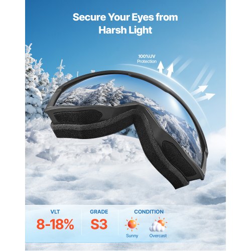 Ski Goggles Cylindrical Lens with Orange Revo Coating OTG Anti fog Snow