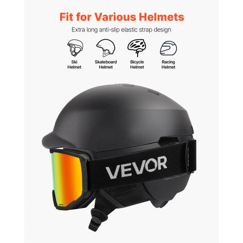 Ski Goggles Cylindrical Lens with Orange Revo Coating OTG Anti fog Snow