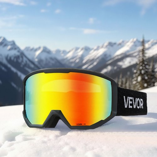 Ski Goggles Cylindrical Lens with Orange Revo Coating OTG Anti fog Snow