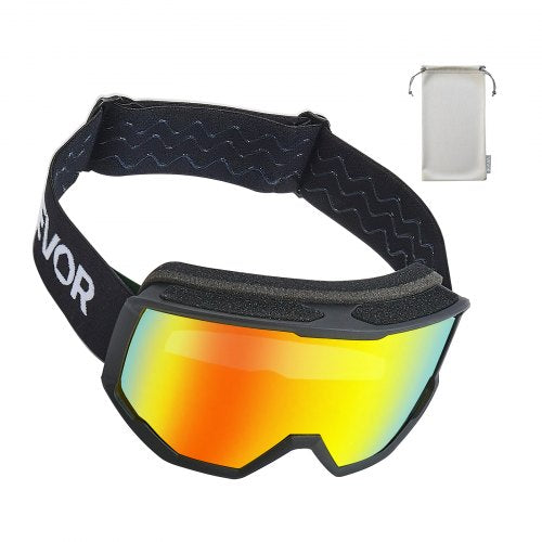 Ski Goggles Cylindrical Lens with Orange Revo Coating OTG Anti fog Snow