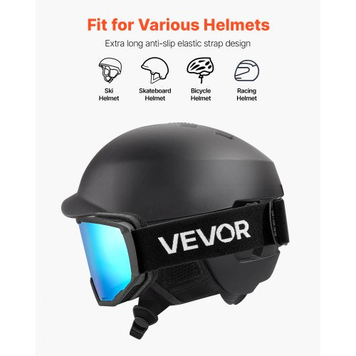 Ski Goggles Cylindrical Lens with Ice Blue Revo Coating OTG Anti fog Snow