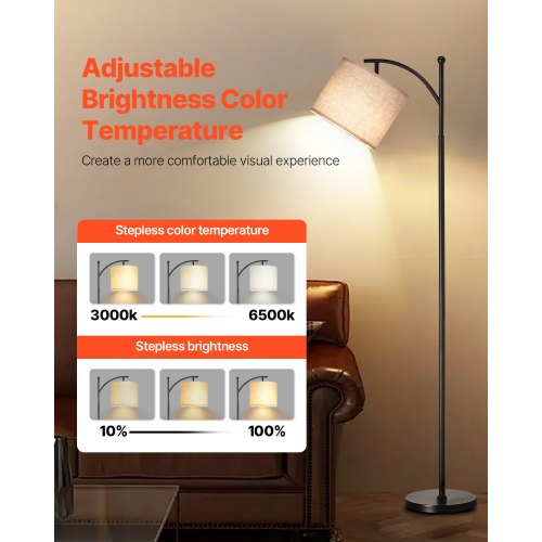 Dimmable Floor Lamp Color Temperature Brightness Adjustable Modern