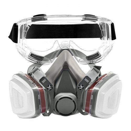 Respirator Mask Reusable Half Face Cover with Safety Glasses and Filters