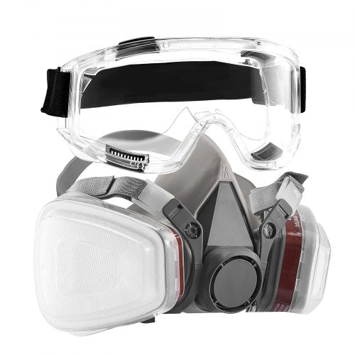 Respirator Mask Reusable Half Face Cover with Safety Glasses and Filters