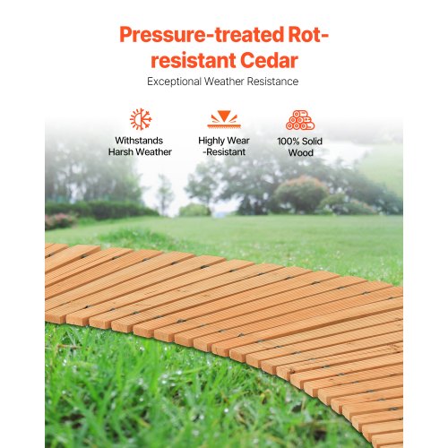 Wooden Garden Pathway 7 ft x 17 in NonSlip Curved Garden Walkway Roll