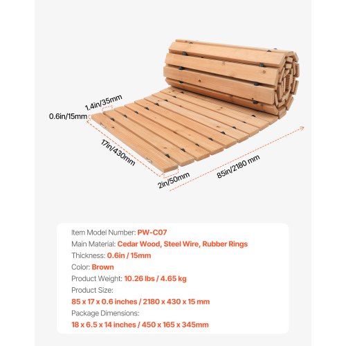 Wooden Garden Pathway 7 ft x 17 in NonSlip Curved Garden Walkway Roll