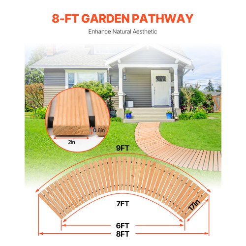 Wooden Garden Pathway 8 ft x 17 in NonSlip Curved Garden Walkway Roll