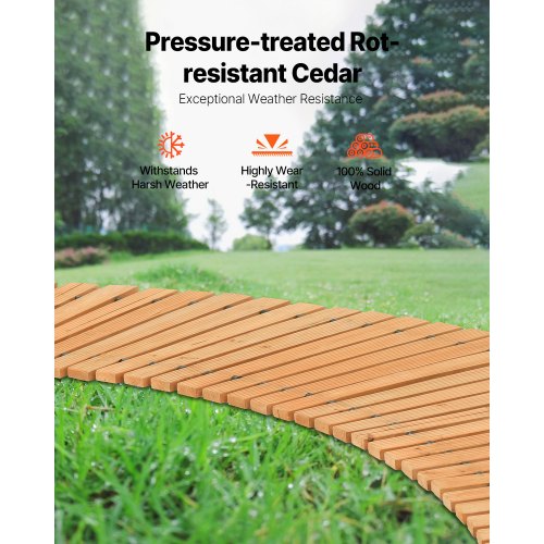 Wooden Garden Pathway 8 ft x 17 in NonSlip Curved Garden Walkway Roll