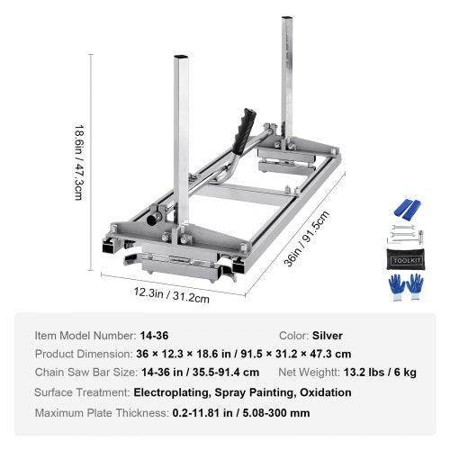 Chainsaw Mill Portable Sawmill 1436 Guide Bar Galvanized Steel Chainsaw