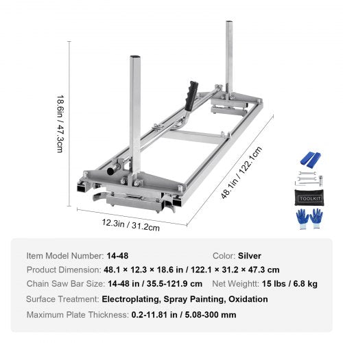 Chainsaw Mill Portable Sawmill 1448 Guide Bar Galvanized Steel Chainsaw