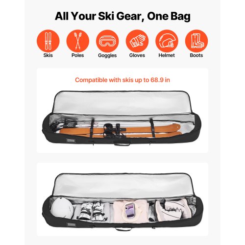 Snowboard Bag Up to 65 in165 cm Padded Skis Snowboards Bag for Air