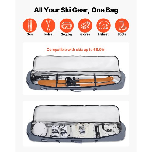 Snowboard Bag Up to 65 in165 cm Padded Skis Snowboards Bag for Air 1
