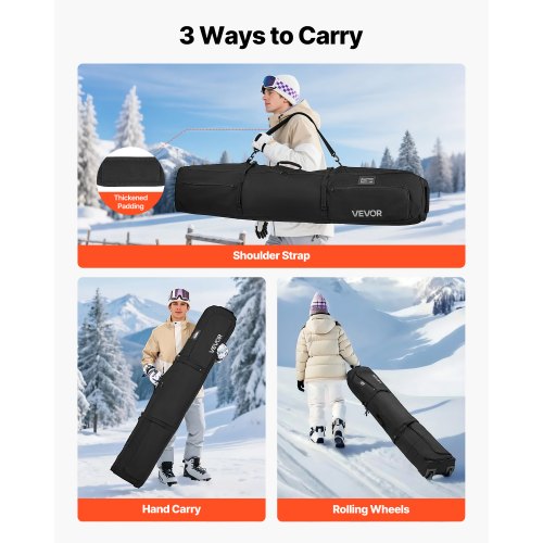 Ski Roller Bag Up to 689 in175 cm Padded Snowboard Bag with Wheels for Air