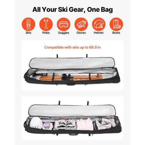 Ski Roller Bag Up to 748 in190 cm Padded Snowboard Bag with Wheels for Air