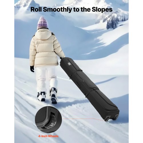 Ski Roller Bag Up to 748 in190 cm Padded Snowboard Bag with Wheels for Air