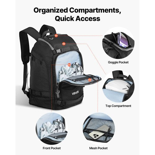 Ski Boot Bag 55L Snowboard Boots Travel Backpack for Men Women with Waterproof