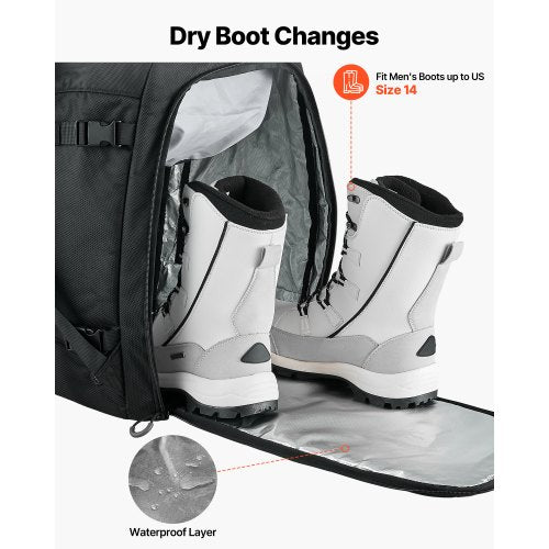Ski Boot Bag 55L Snowboard Boots Travel Backpack for Men Women with Waterproof