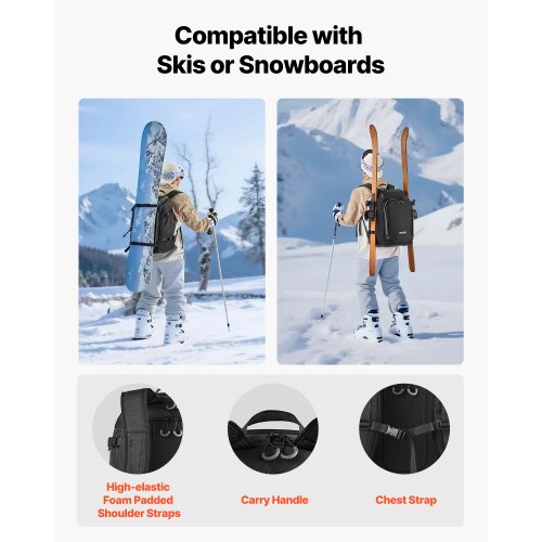 Ski Boot Bag 55L Snowboard Boots Travel Backpack for Men Women with Waterproof