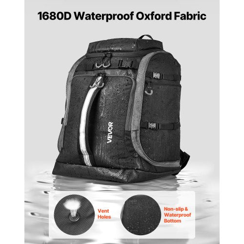 Ski Boot Bag Snowboard Boots Travel Backpack 55L Waterproof Oxford Black