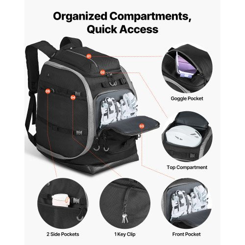 Ski Boot Bag 70L Snowboard Boots Travel Backpack for Men Women with Waterproof