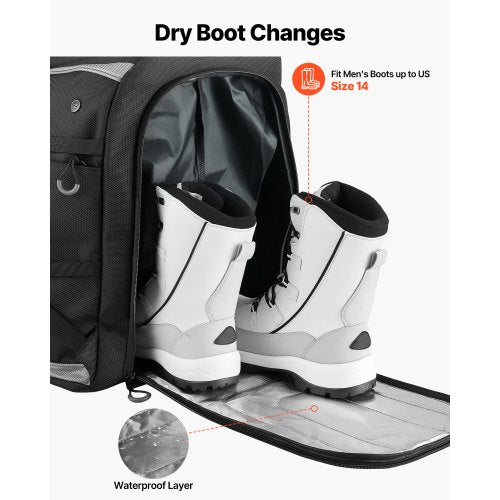 Ski Boot Bag 70L Snowboard Boots Travel Backpack for Men Women with Waterproof