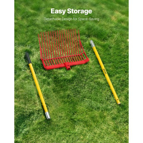 Manure Fork 18 Angled Tines Horse Manure Rake with Long Fiberglass Handle