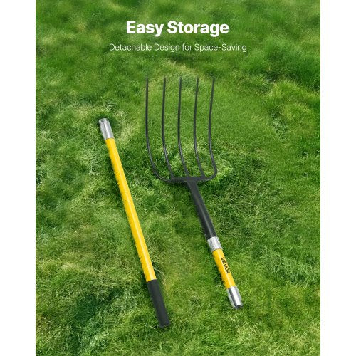 Garden Fork 5Tine Gardening Pitchfork with Fiberglass Handle 57 in Heavy