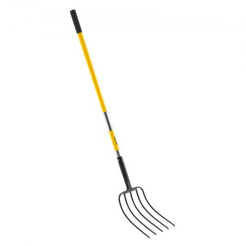 Garden Fork 5Tine Gardening Pitchfork with Fiberglass Handle 57 in Heavy