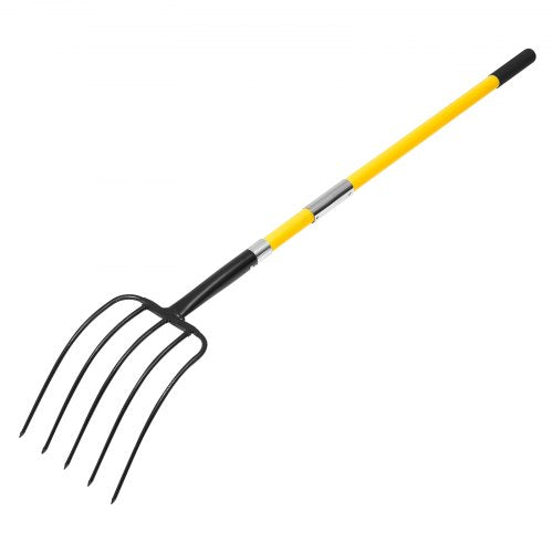 Garden Fork 5Tine Gardening Pitchfork with Fiberglass Handle 57 in Heavy