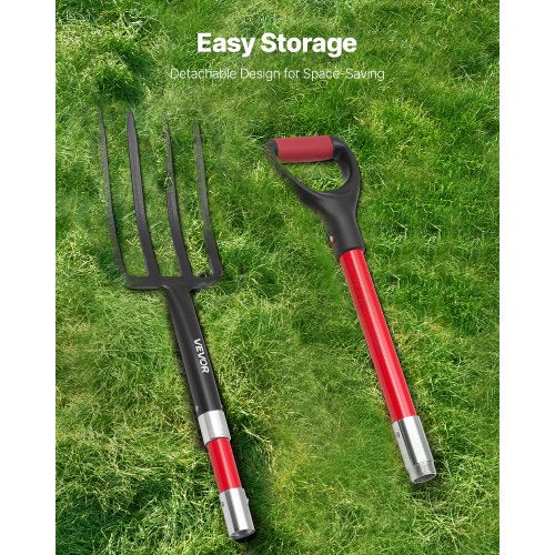 Garden Fork 4Tine Gardening Pitchfork with Fiberglass Handle 45 in Heavy