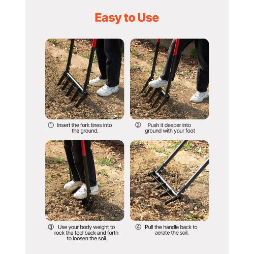 Broad Fork 5Tine Pitchfork with Dual Fiberglass Handles Heavy Duty Garden
