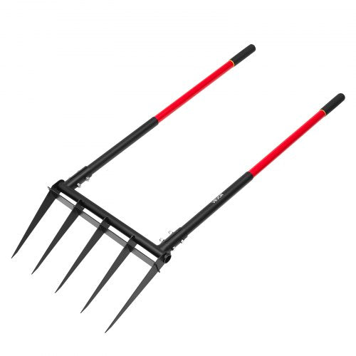 Broad Fork 5Tine Pitchfork with Dual Fiberglass Handles Heavy Duty Garden