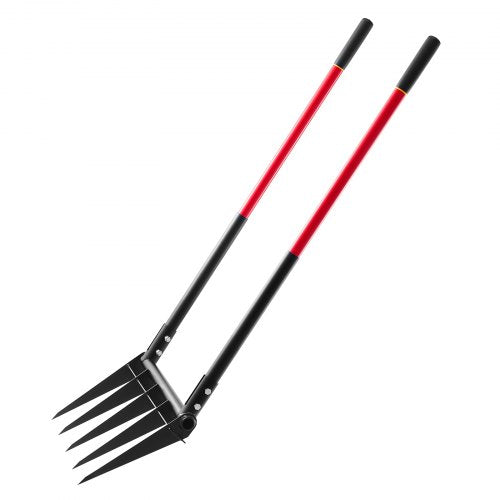 Broad Fork 5Tine Pitchfork with Dual Fiberglass Handles Heavy Duty Garden