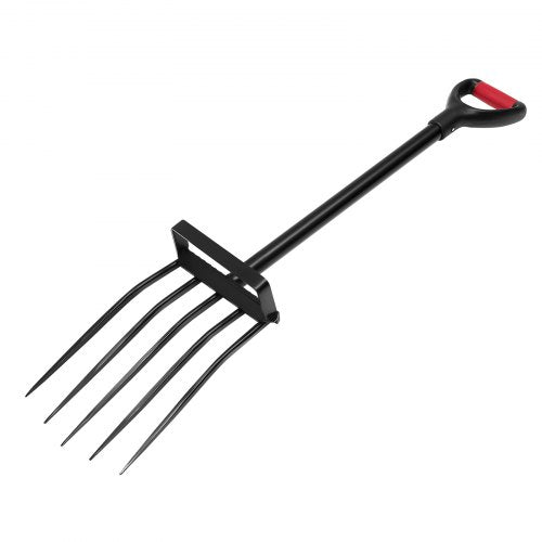 Garden Fork 5Tine Gardening Pitchfork with Metal Handle 41 in Heavy Duty