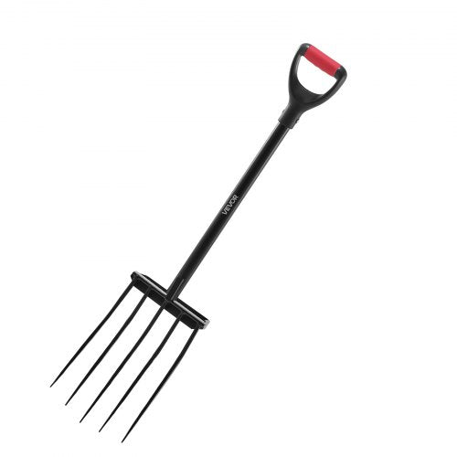 Garden Fork 5Tine Gardening Pitchfork with Metal Handle 41 in Heavy Duty