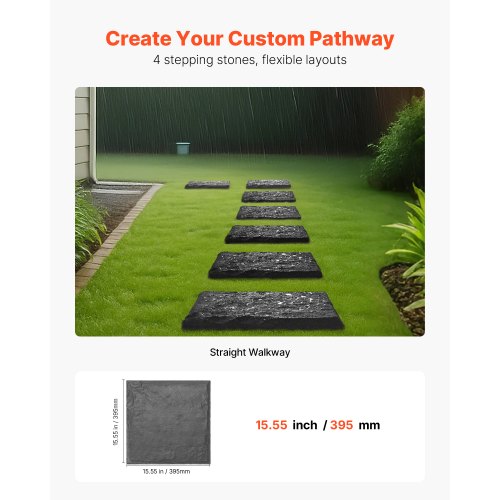 Garden Stepping Stones 4Pcs 155 x 15.5 in Decorative Stepping Stones with Stakes