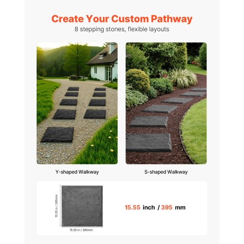 Garden Stepping Stones 8Pcs 155 x 15.5 in Decorative Stepping Stones with Stakes