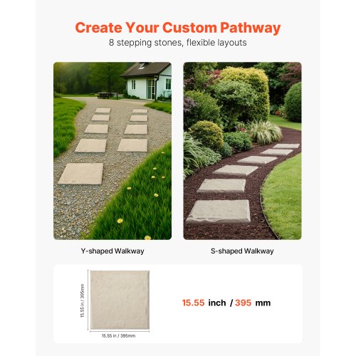 Garden Stepping Stones 8Pcs 155 x 15.5 in Decorative Stepping Stones with Stakes 1