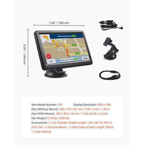 GPS Navigator for Car 7 inch Touch Screen 16GB GPS Navigation System 1