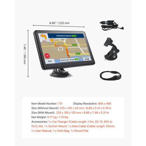 GPS Navigator for Car 9 inch Touch Screen 16GB GPS Navigation System 1