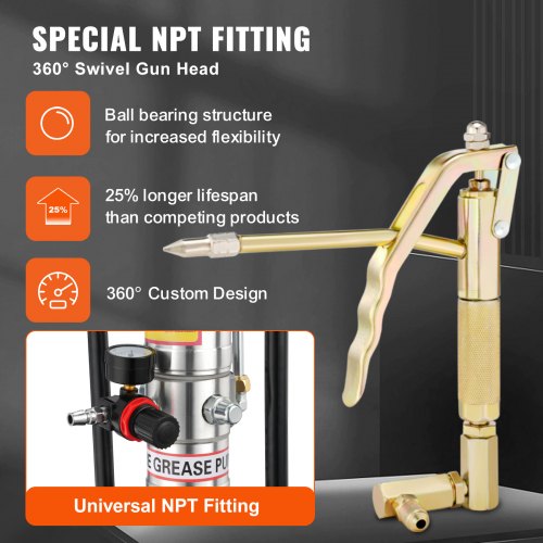 Grease Pump 3 Gallon 12L Air Operated Grease Pump with 13 ft High Pressure