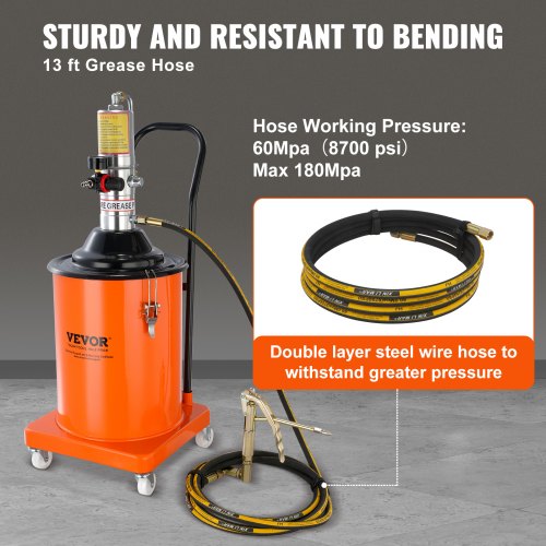 Grease Pump 5 Gallon 20L Air Operated Grease Pump with 13 ft High Pressure