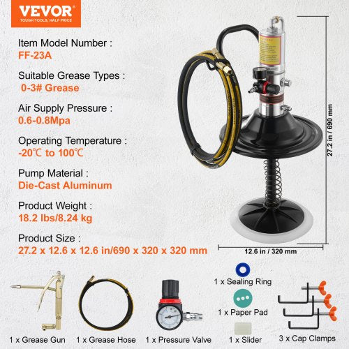 Grease Pump 501 Pressure Ratio Air Operated Grease Pump with 13 ft High